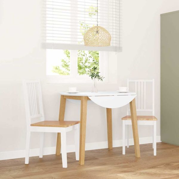 vidaXL Esszimmerstühle 2 Stk. Weiß Massivholz Gummibaum 4102399