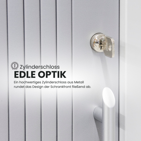 bümö Aktenschrank abschließbar mit Rollladen, Rollladenschrank für Ordner & Co. - Büroschrank mit Rollo, abschließbarer Ordnerschrank aus Holz in Ahorn/Silber mit Bogengriff, 1733S-3-S-BM Bild 2