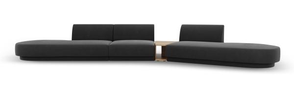 Micadoni Modulares Sofa Miley 5-Sitzer ohne Armlehnen Rechts Samtstoff Bluvel Grau