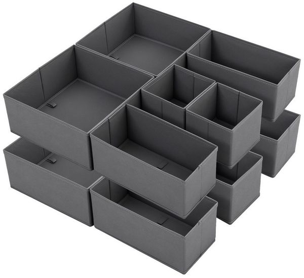 Sekey Aufbewahrungsbox Aufbewahrungsboxen Set us Vliesstoff Faltbare Stoffboxen Organizer (6 St), L (30×30×10×2, 15×30×10×2, 15×15×10×2) – für Schrank/Kleiderschrank
