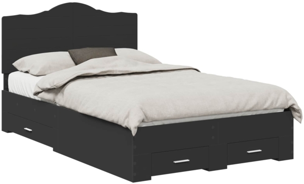 vidaXL Bettrahmen mit Kopfteil Schwarz 135 x 190 cm Holzwerkstoff 3413613