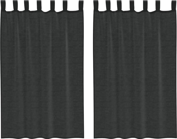 vidaXL Voile Vorhänge mit Lasche 2 Stk. Schwarz 4102257