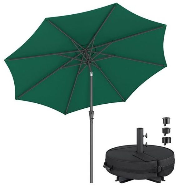 SONGMICS Terrassenschirm 300 cm, UV-Schutz UPF 50+, Sonnenschirm klappbar mit Kurbel, für Balkon, Pool, mit Ständer, grün