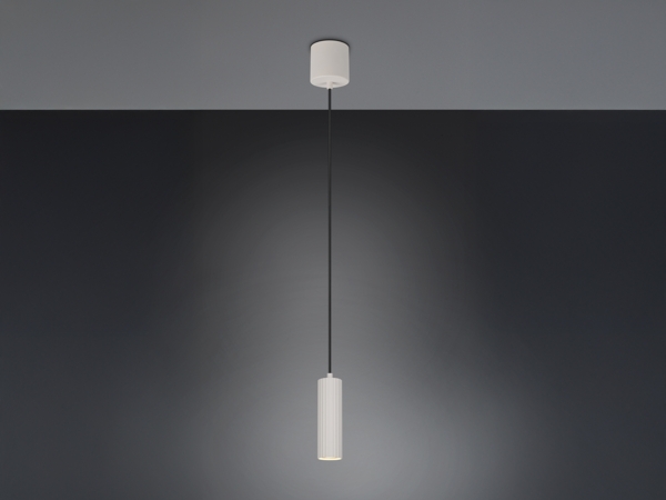 Kleine LED Pendelleuchte einflammig aus Metall Hellgrau Ø 5,5cm