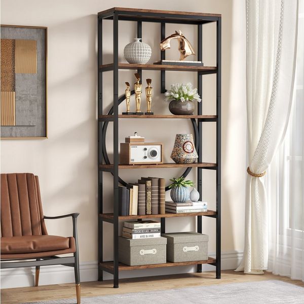 Tribesigns Bücherregal industrielles 6-stöckige Etagere-Bücherregal, freistehend Standregal