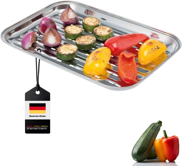 Bremermann Grillschale, Edelstahl-Grillpfanne, ca. 35 x 24,5 cm