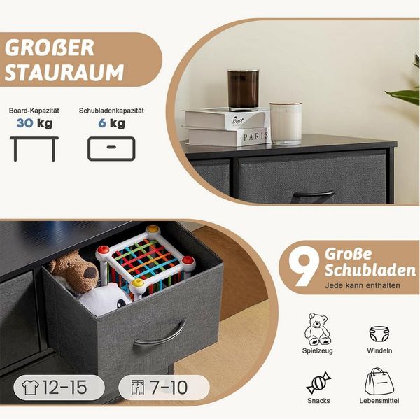 DUMOS Schubkastenkommode Kommode mit 7, 8, 9 Schubladen Stoffkommode mit Stabilem, 8 Schubladen Bild 4