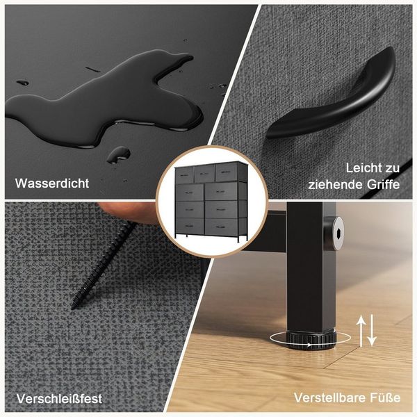 DUMOS Schubkastenkommode Kommode mit 7, 8, 9 Schubladen Stoffkommode mit Stabilem, 8 Schubladen Bild 3