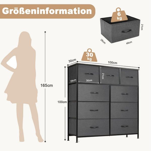 DUMOS Schubkastenkommode Kommode mit 7, 8, 9 Schubladen Stoffkommode mit Stabilem, 8 Schubladen Bild 2