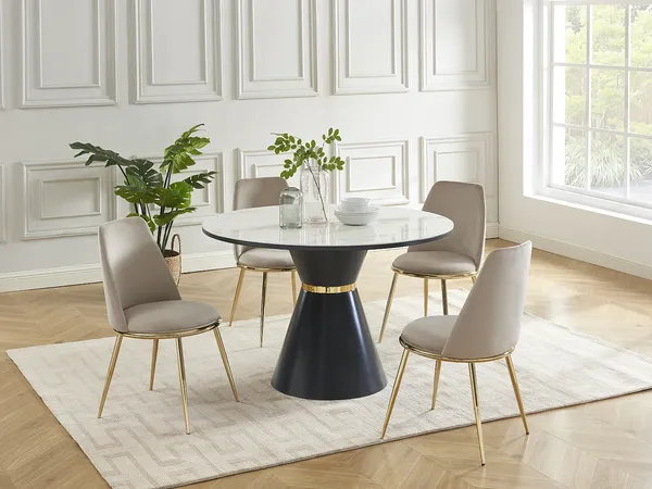 Vente-unique - NEBINA Stuhl SamtStoff Beige - B 54 cm x H 83 cm x L 48 cm