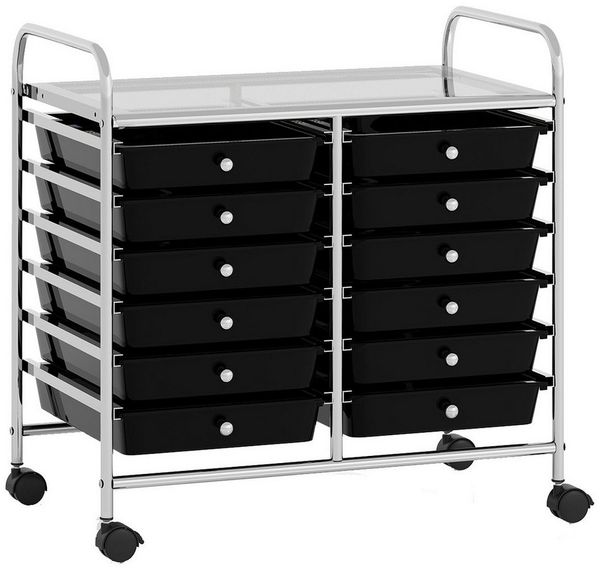COSTWAY Rollcontainer, mit Schubladen Kunststoff, Rollwagen mit Rollen