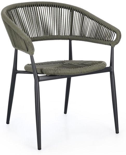 Gartenstuhl Adiagal aus Aluminium und Twist Rattan, modern skandinavisch, anthrazit grün, stapelbar