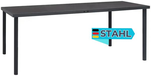 Outdoor-Esstisch MELO Anthrazit 190x90x74 cm Stahl | Gartentisch Metall Outdoortisch Terrassentisch