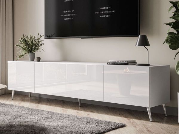 ALLHOUSE24 TV-Schrank LOGANTE 200 cm Breite Unterschrank TV Lowboard Metall Füße (2 x Schränke 100 cm breit) 200 cm Breite