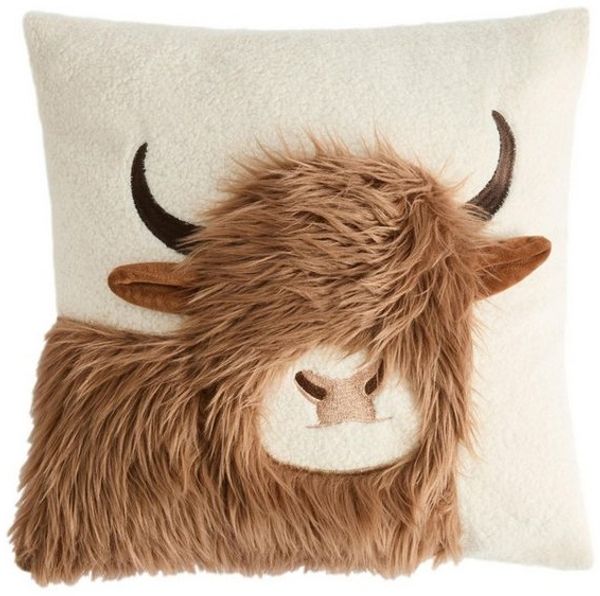 Next Dekokissen Kunstfellkissen 43 x 43 cm, Highlandrind Hamish