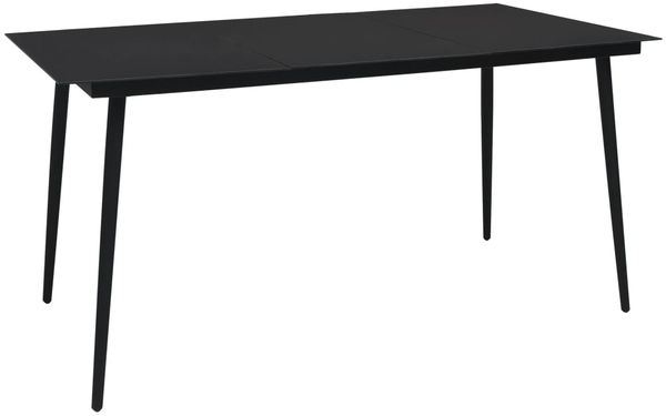 vidaXL Garten-Esstisch Schwarz 150x80x74 cm Stahl und Glas 312158