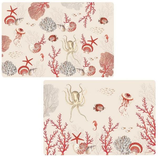 EasyLife Platzset Reef, Spülmaschinengeeignet, Weiß, Korallen, H: 1cm