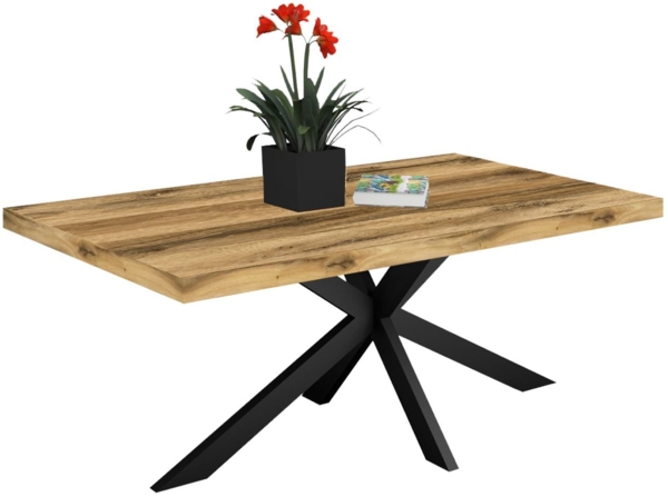 Esstisch Elgin 2 175x80x100 Metall+Holzwerkstoff Schwarz/Plankeneiche