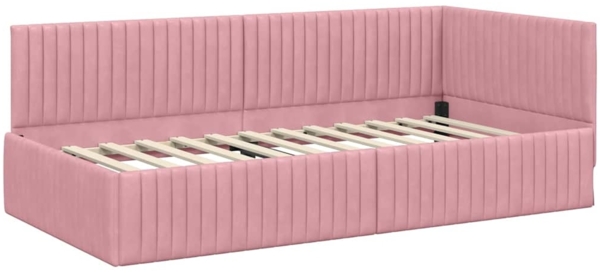vidaXL Eckbettgestell mit Kopfteil Rosa 100 cm x 200 cm Stoff 42016279