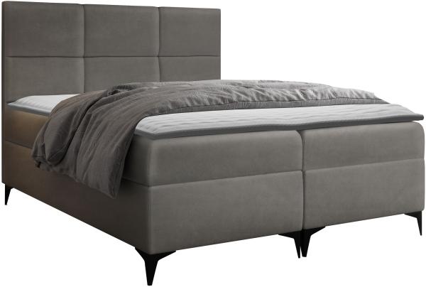 Boxspringbett Fava, Grau, 200 x 200 cm