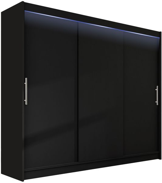 Kleiderschrank Aston II (Farbe: Schwarz, mit RGB LED Beleuchtung)