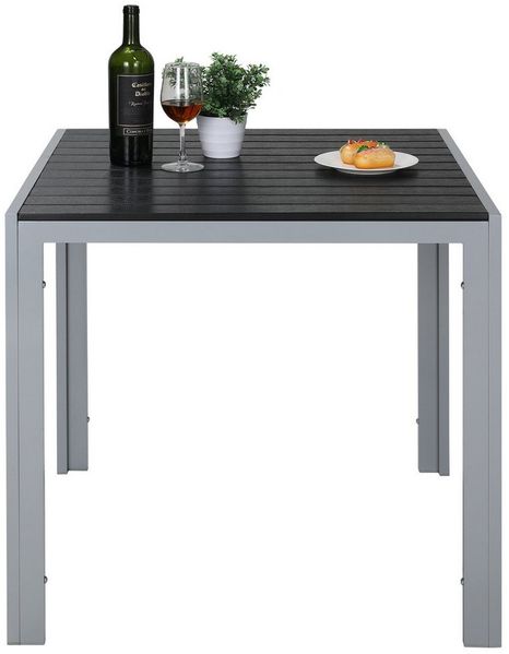 TLGREEN Gartentisch Aluminiumrahmen Quadratisch (75x75cm WPC Balkontisch Wetterfest, Quadratisch Terrassentisch, 1 Tisch), Esstisch Outdoor, Hitze- und Wetterbeständig, rutschfest-schwarz