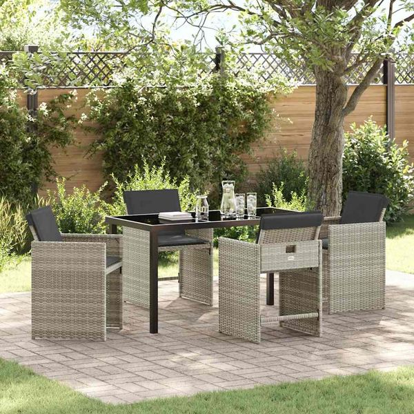 vidaXL Garten Essgruppe 5 pcs Hellgrau Poly-Rattan 3380706
