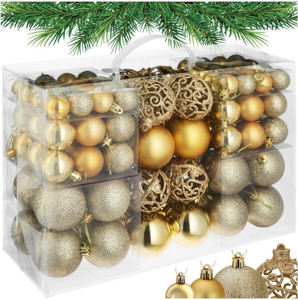 tectake Weihnachtsbaumkugel Weihnachtskugeln (1 St), 100er-Set in Gold
