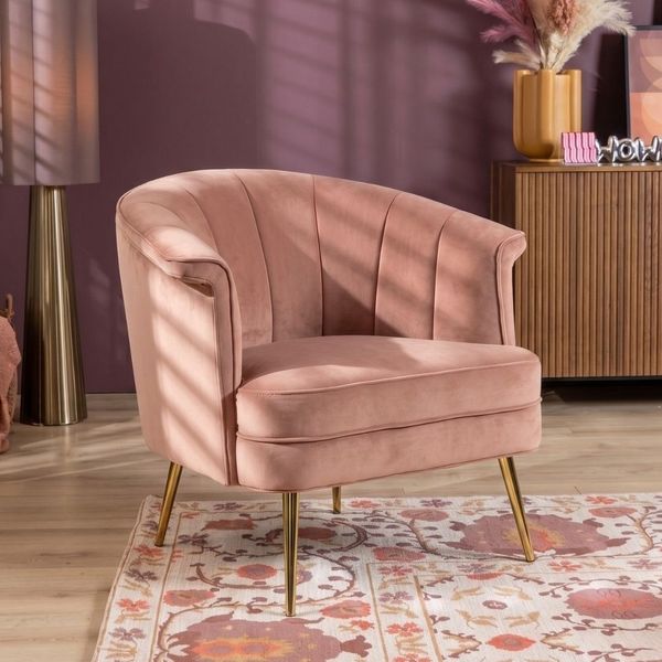Bronx71 Samt Sessel Amy modern rosa