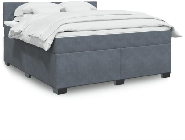 vidaXL Boxspringbett mit Matratze Dunkelgrau 180x200 cm Samt 3288679