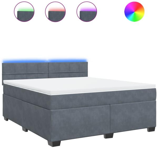 vidaXL Boxspringbett mit Matratze Dunkelgrau 180x200 cm Samt 3288679