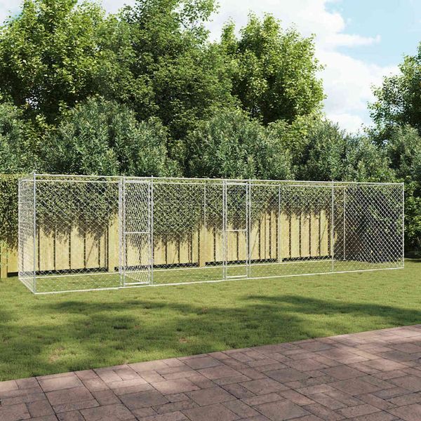 vidaXL Hundekäfig Silber 800 x 200 x 200 cm Verzinkter Stahl 3368313