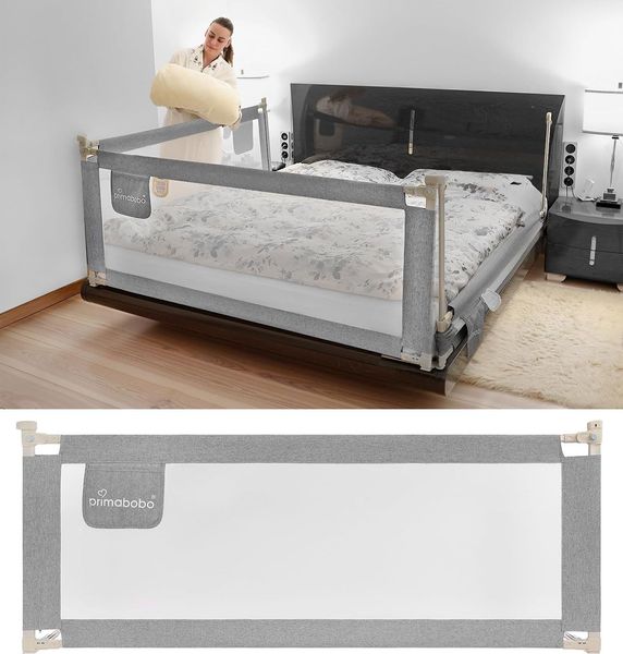 Primabobo Bettgitter Set 3 Stück Grau – 2X 200 cm + 1x140 cm – Rausfallschutz Kinderbett, Sicheres Bettgitter, Bettschutz Komplettset