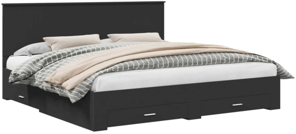 vidaXL Bettrahmen Schwarz und Silber 200 x 200 cm Holzwerkstoff 3411265