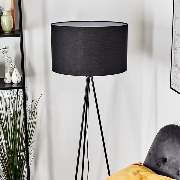hofstein Stehlampe Stehlampe aus Metall im modernen Design mit Schirm aus Stoff, ohne Leuchtmittel, Stehleuchte mit Schirm aus Stoff und Fußschalter, Ø 50 cm, 158 cm, E27