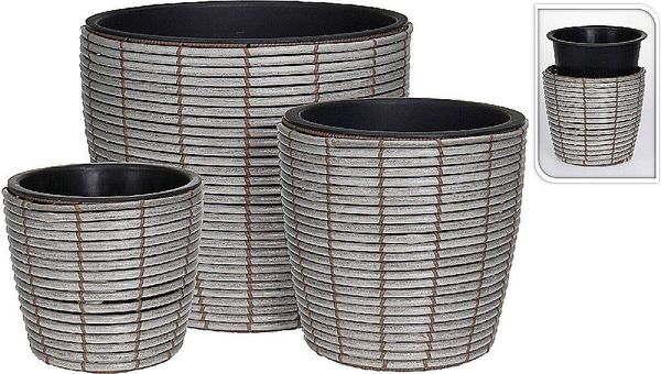 Pflanzgefäß Blumentopf aus Polyrattan 25cm grau Pflanztopf Pflanzkübel