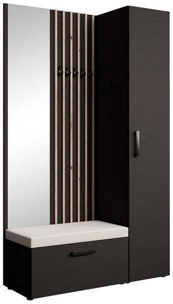 Beautysofa Garderobenschrank mit großem Spiegel und Kleiderstange MARGARET II+IV ein hoher eintüriger Kleiderschrank und ein komfortabler Schuhschrank