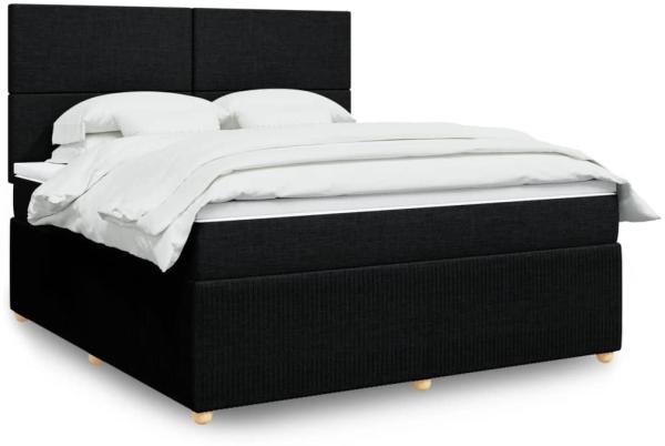 vidaXL Boxspringbett mit Matratze Schwarz 180x200 cm Stoff 3294430