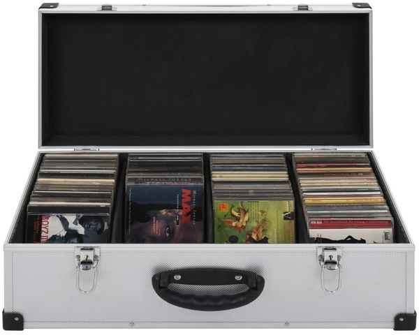 vidaXL CD-Koffer für 80 CDs Aluminium ABS Silbern 91854