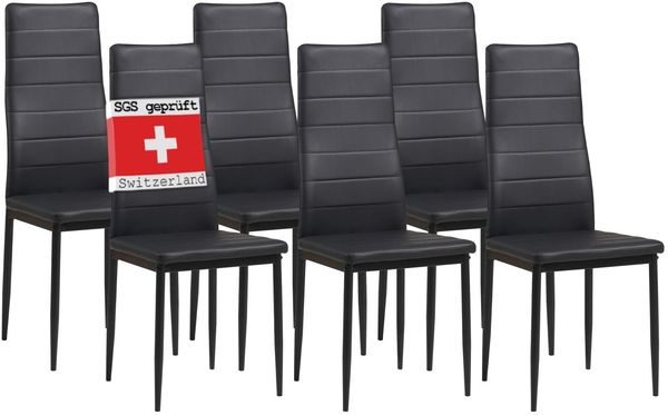 Albatros Esszimmerstühle MILANO 6er Set, Schwarz - Polsterstuhl mit Kunstleder-Bezug, Modernes Stilvolles Design am Esstisch - Küchenstuhl Stuhl Esszimmer mit hoher Belastbarkeit bis 110kg