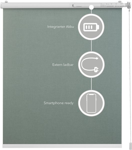 Lichtblick Sonnenschutzsysteme GmbH Bluetooth-Rollo Palermo 60 cm x 190 cm (BxL) mint Verdunkelnd & Thermofuntion; Klemm- und schraubbar; Motor per App oder manuell steuerbar Bild 3