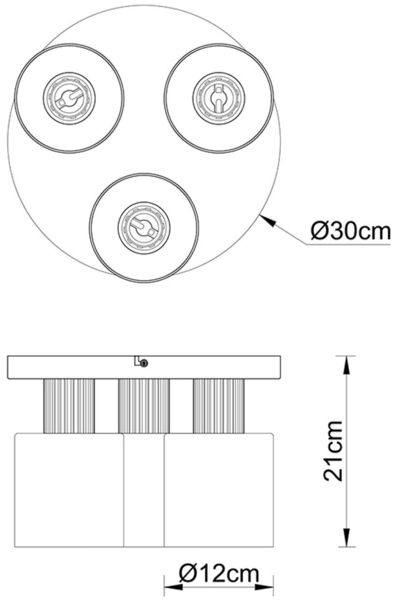 Deckenleuchte, 3-Flammig, Holz, Rauchglas, schwarz, D 30 cm Bild 7