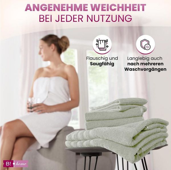 4er Set Duschtücher Plain hellgrün 70x140 - Farbe: Hellgrün, Größe: 70x140