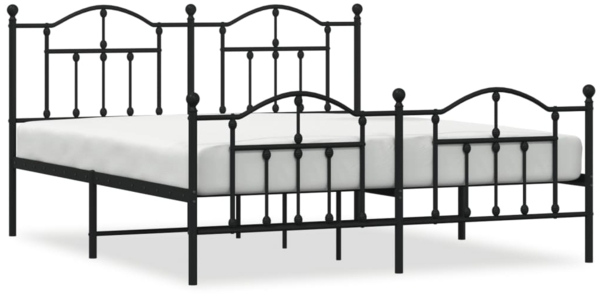 vidaXL Bettgestell mit Kopf- und Fußteil Metall Schwarz 183x213 cm 353462