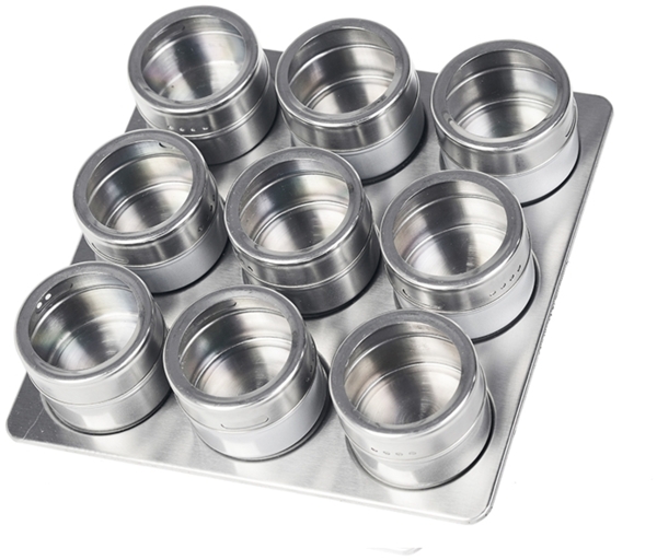 10tlg Edelstahl Metallic Gewürzdosenset Gewurzregal Salz Pfeffer Küche Gewürz Behälter Silber