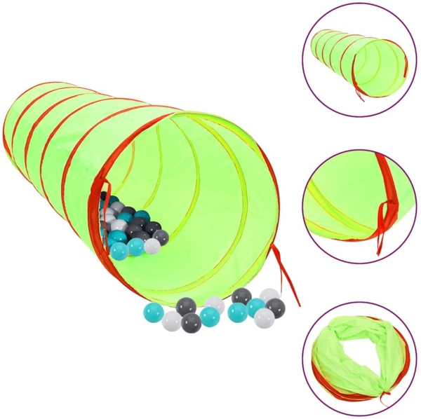 Spieltunnel mit 250 Bällen Grün 175 cm Polyester