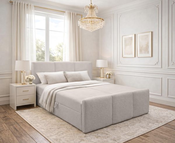 AX LIVING Boxspringbett in Beige Ankarra 140x200 cm Bett mit Stauraum