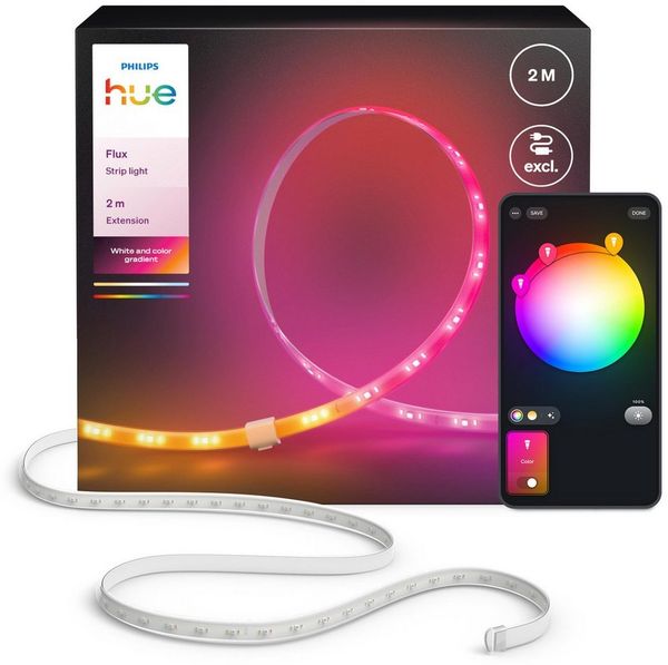 Philips Hue LED-Streifen Flux Gradient LED-Streifen Zubehör, steuerbar per App, RGBWWIC, Verlängerungs-Set, Farbverläufe, selbstklebend, kürzbar
