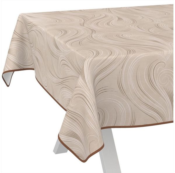 ANRO Tischdecke Wachstuch abwaschbar Abstrakt Tischwäsche (Einzelstück 1-tlg), wasserabweisend pflegeleicht Organisch Beige 100x140cm