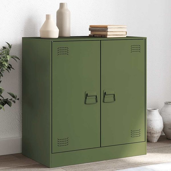 Sideboard, Kommode, BuffetSchrank Olivgrün 67x39x73 cm Stahl
